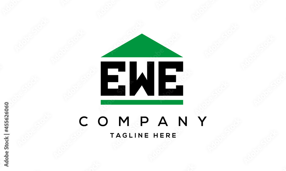 EWE three letter house for real estate logo design EWE three letter house for real estate logo design