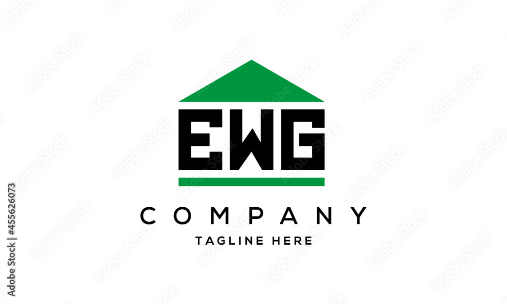 EWG three letter house for real estate logo design EWG three letter house for real estate logo design