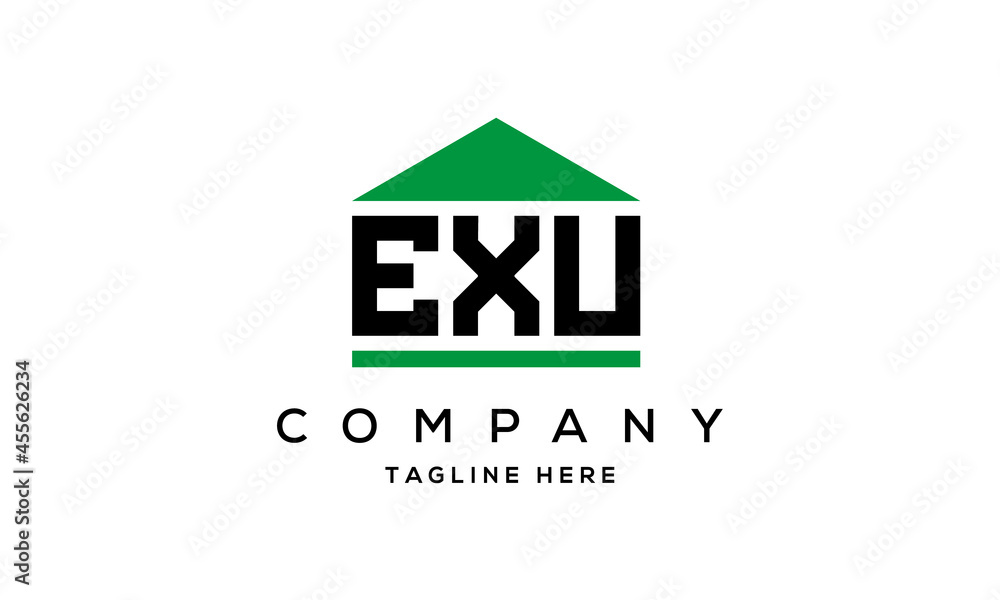 EXU three letter house for real estate logo design EXU three letter house for real estate logo design