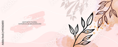 Floral banner arranged from leaves and flowers