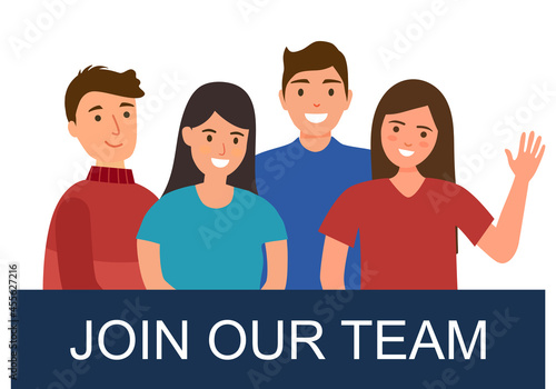 People with join our team sign in flat design. Hiring and employment concept.