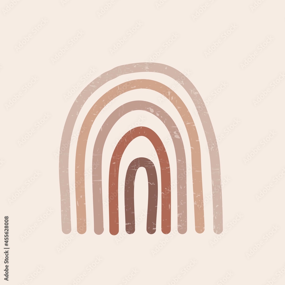 Burnt Orange Modern Minimalist Rainbow Drawing. Modern Boho Print for Wall Art Design. Vector EPS 10
