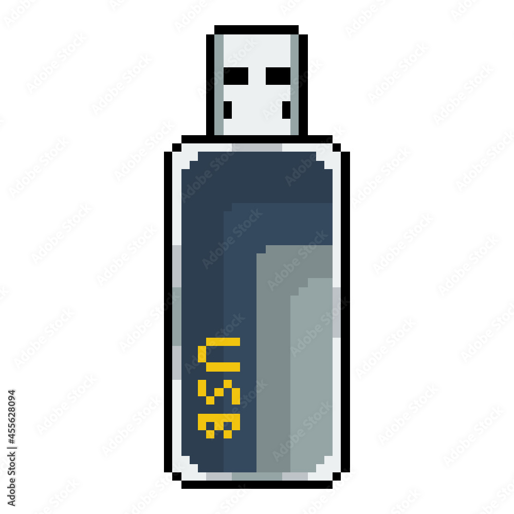Pixelated Art. Pixel Art of the device USB flash drive. USB flash