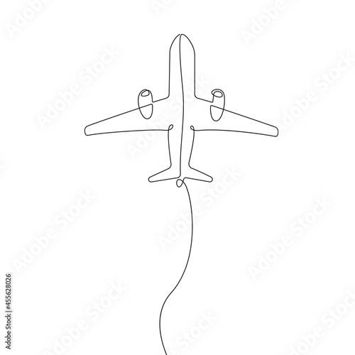 Airplane Line Art Drawing. Airplane One Line Simple Illustration. Aviation Decor, One Line Art, Travel Poster, Plane Drawing. Vector EPS 10