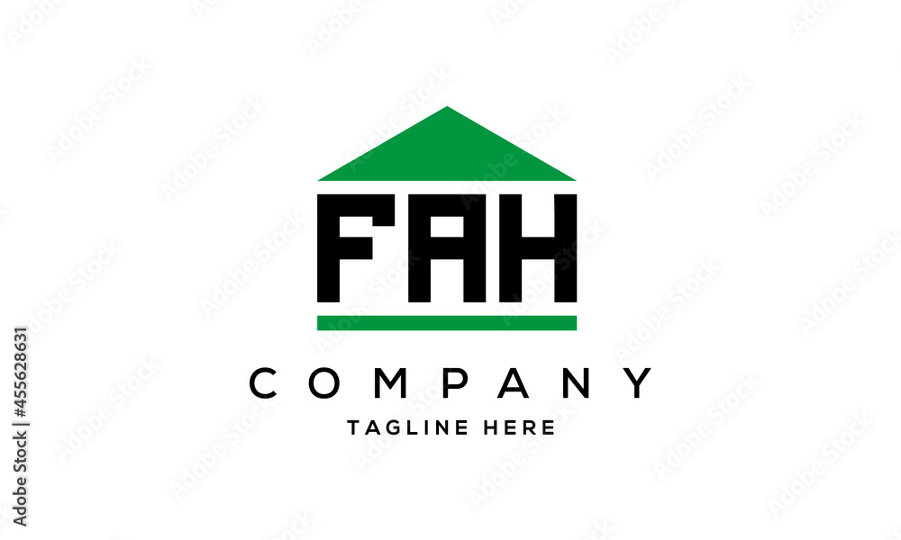 FAH three letter house for real estate logo design