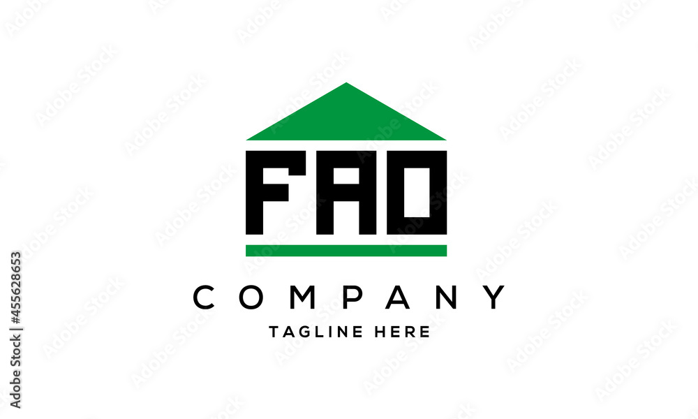 FAO three letter house for real estate logo design