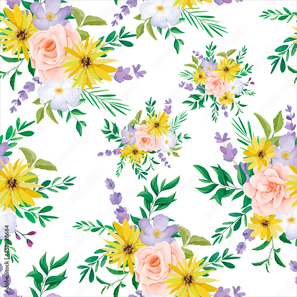 Obraz premium beautiful wild flower seamless pattern design