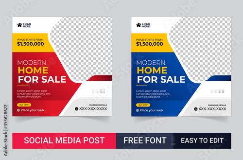 Real estate Social media post or square web banner advertising template design, Social Media Post Layouts for Real Estate