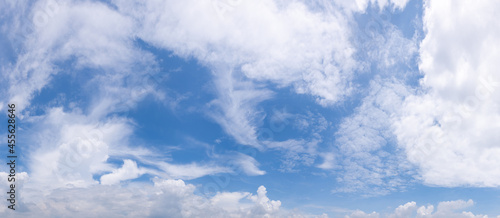 Photography Panoramic view of clear blue sky and clouds, clouds with background