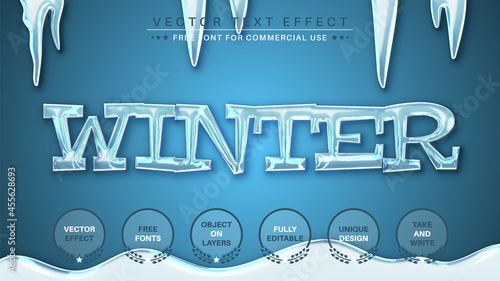 Winter ice - edit text effect, editable font style