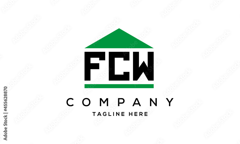 FCW three letter house for real estate logo design FCW three letter house for real estate logo design