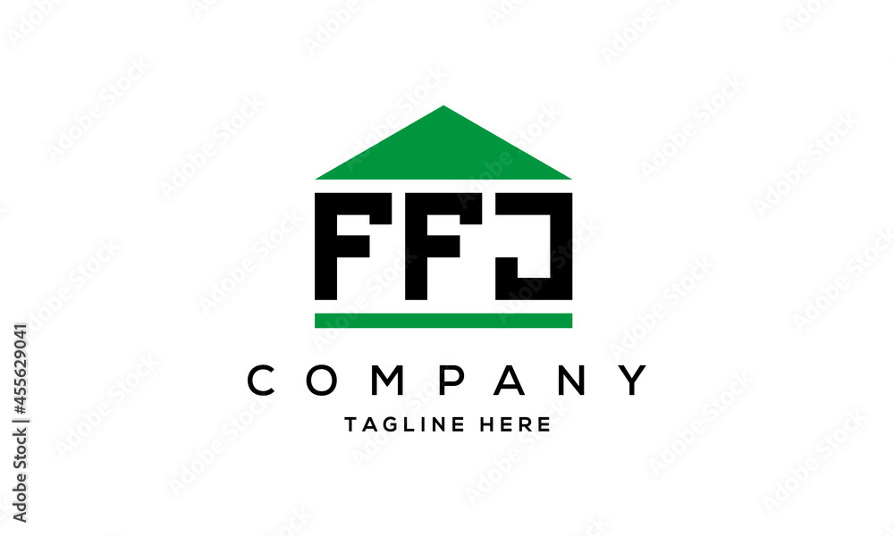FFJ three letter house for real estate logo design FFJ three letter house for real estate logo design