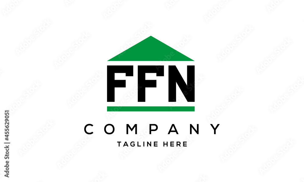 FFN three letter house for real estate logo design FFN three letter house for real estate logo design