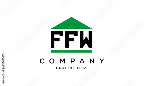 FFW three letter house for real estate logo design