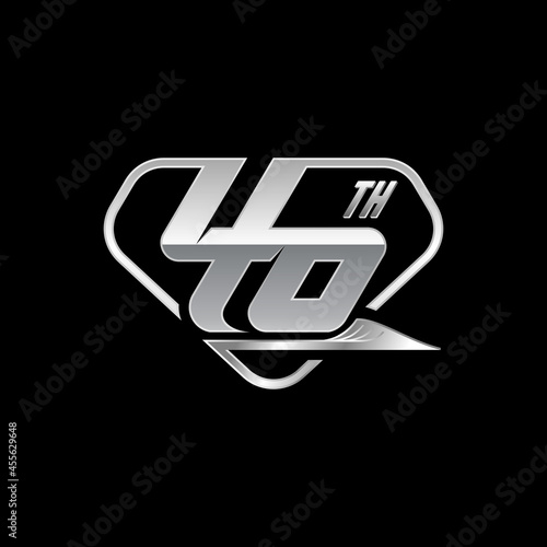 Unique Number 46th in Pentagon image graphic icon logo design abstract concept vector stock. Can be used as a symbol related to anniversary.