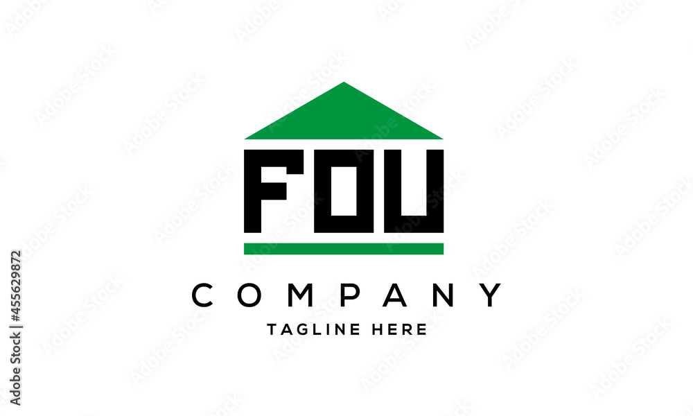 FOU creative three letter house for real estate logo design
