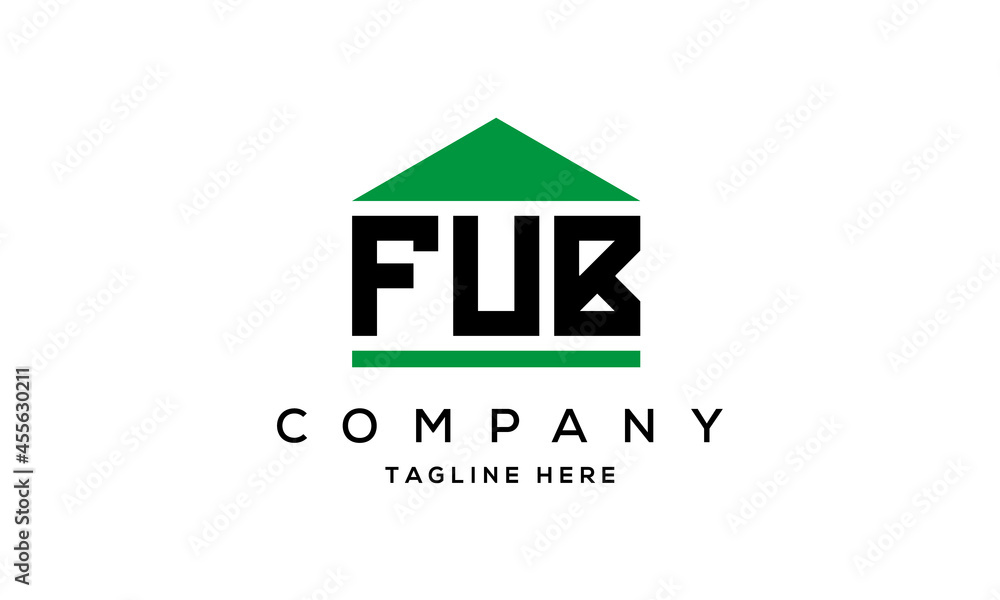 FUB three letter house for real estate logo design