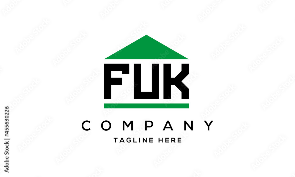 FUK three letter house for real estate logo design FUK three letter house for real estate logo design