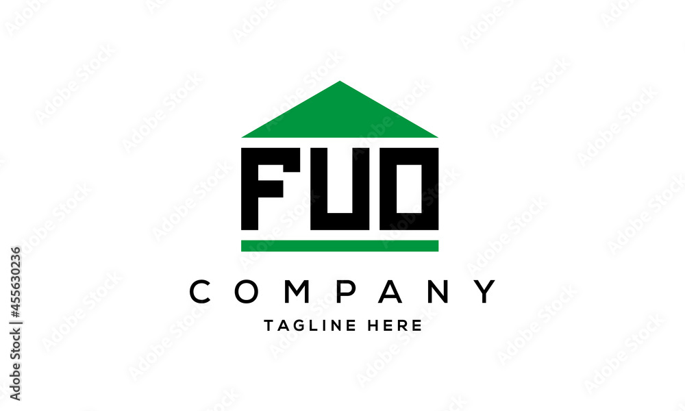 FUO three letter house for real estate logo design