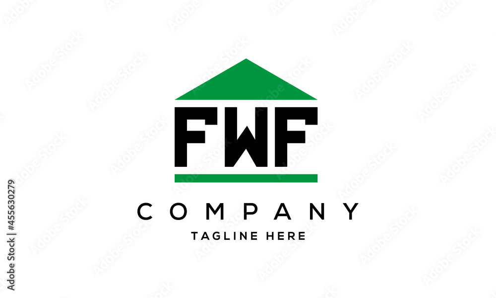 FWF three letter house for real estate logo design