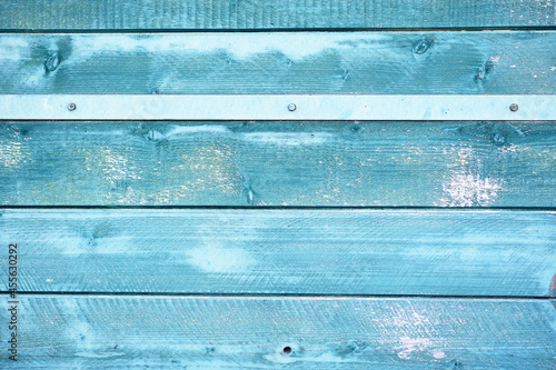 Blue colored wooden horizontal planks background