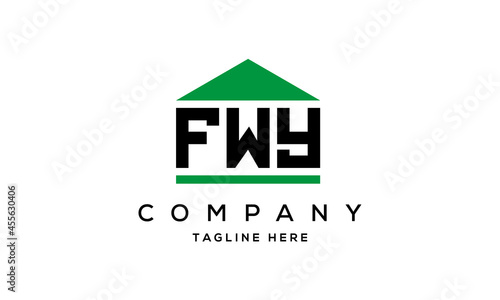 FWY three letter house for real estate logo design