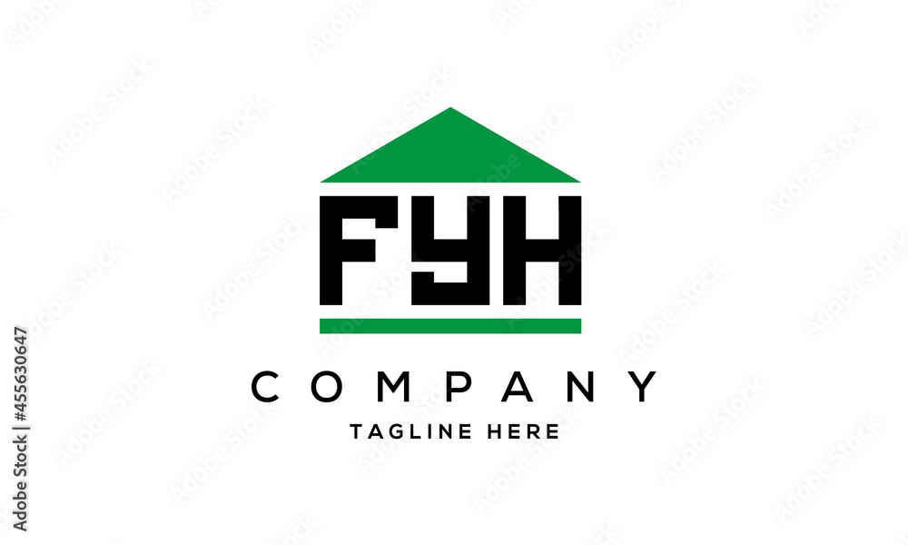 FYH three letter house for real estate logo design FYH three letter house for real estate logo design