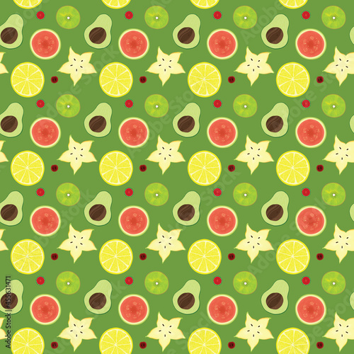 Slice of Fruits Seamless Pattern Design (ID: 455631471)