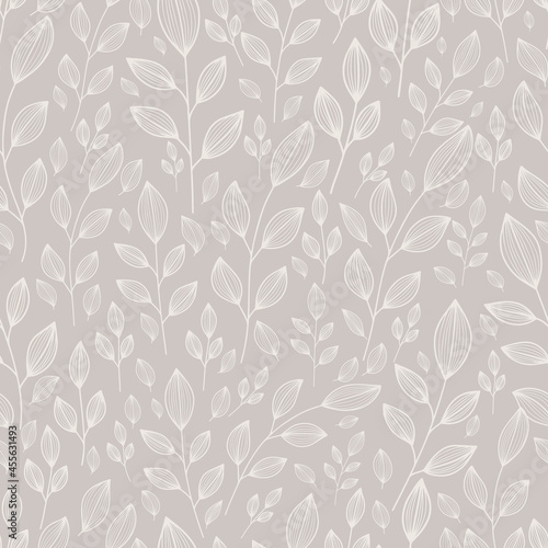 seamless pattern with hand drawn botanical elements delicate pastel color