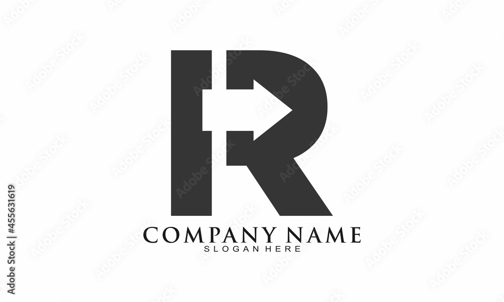 Letter R with arrow vector logo Letter R with arrow vector logo