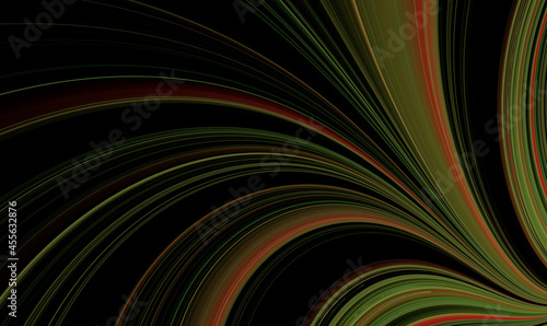 Fototapeta Naklejka Na Ścianę i Meble -  Abstract black background with fractal green pattern