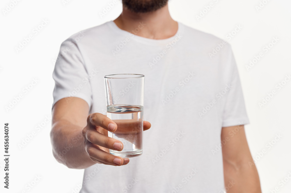 handsome man glass of water isolated background handsome man glass of water isolated background