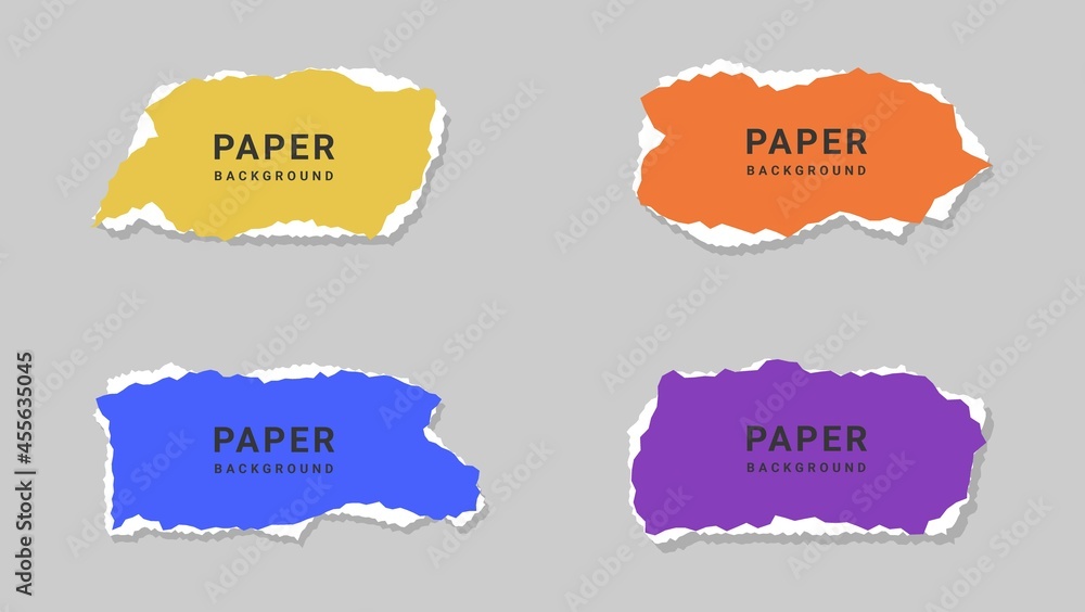 Set Of Ripped Paper Sheet Frame Banner Template. Realistic Collection Colorful Paper Torn Frame Template Set Of Ripped Paper Sheet Frame Banner Template. Realistic Collection Colorful Paper Torn Frame Template