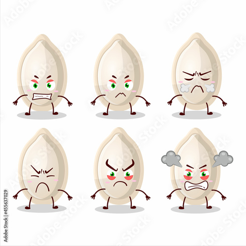 Pumpkin seed cartoon character with various angry expressions