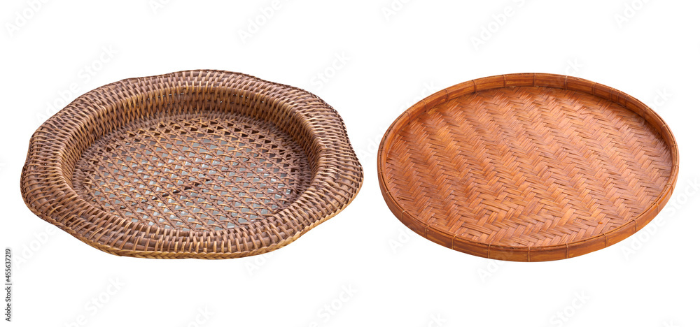 Group of wooden tray on white background Group of wooden tray on white background