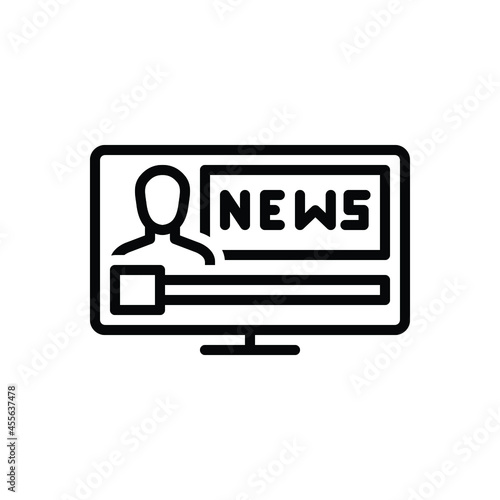 Black line icon for news