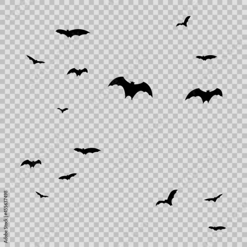 Group of black bats for Halloween on transparent baackground. Vector © Azad Mammedli