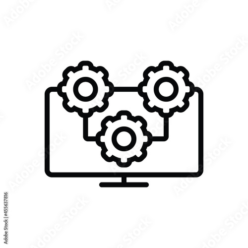 Black line icon for execution
