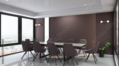 blank wall in luxury office meeting room 3d render interior design © Ayyathullah Ahmad