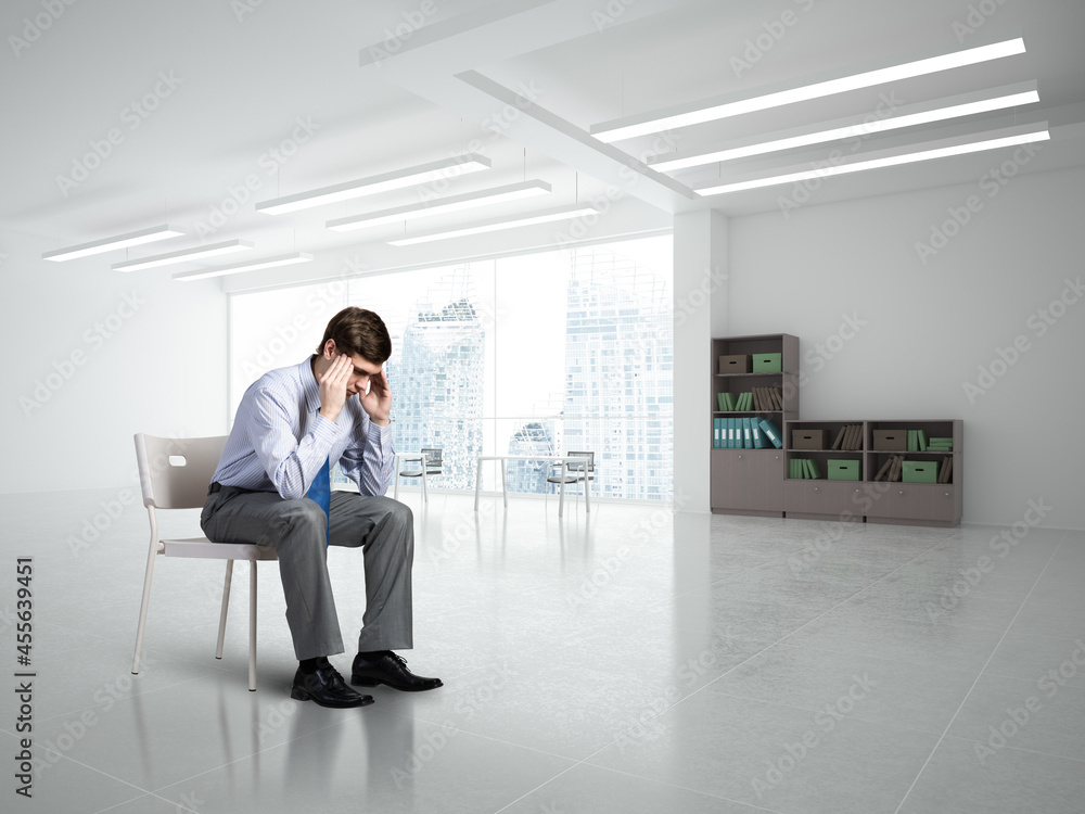 young businessman on chair in office young businessman on chair in office