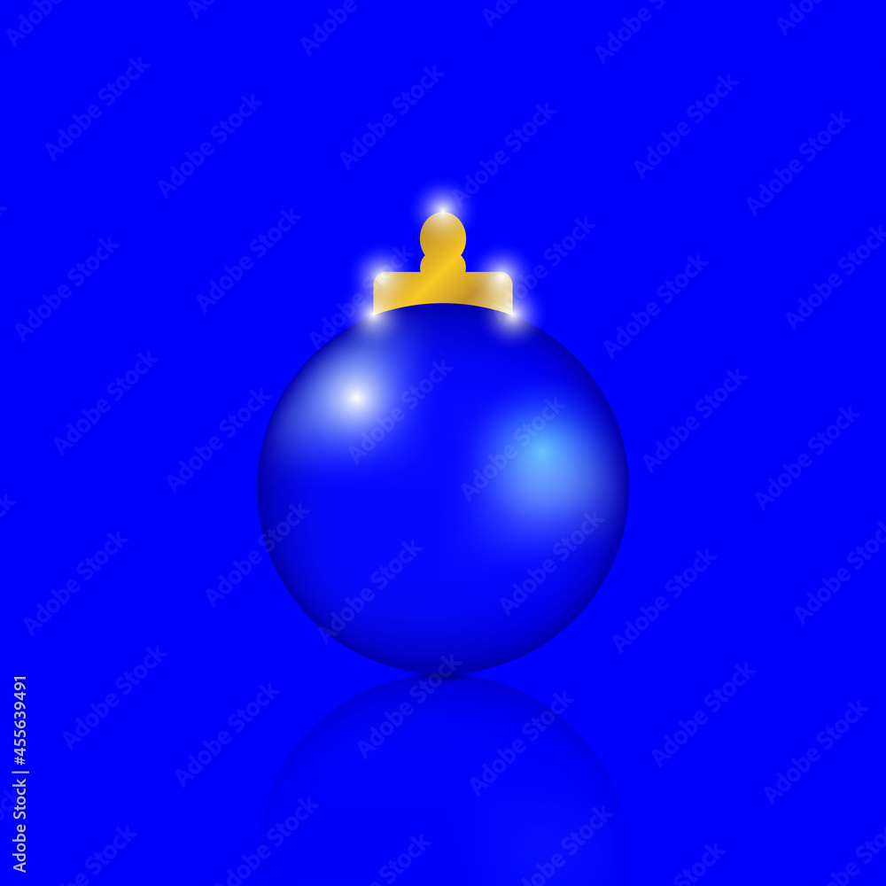 New Year's blue ball with display. Christmas glass ball. Holiday design template. Vector illustration New Year's blue ball with display. Christmas glass ball. Holiday design template. Vector illustration