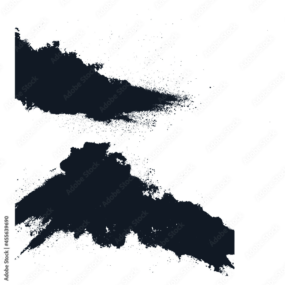 Obraz premium Black powder, dust, vector elements stock illustration. Grunge design elements. Crushed charcoal black on white background. Black powder, dust, different shapes