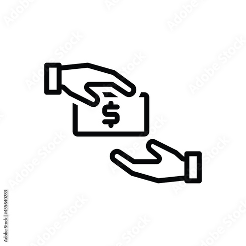 Black line icon for getting