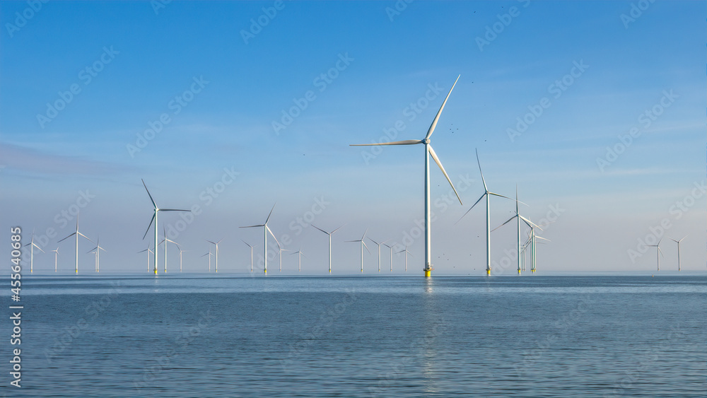Wind farm in the IJsselmeer lake Wind farm in the IJsselmeer lake