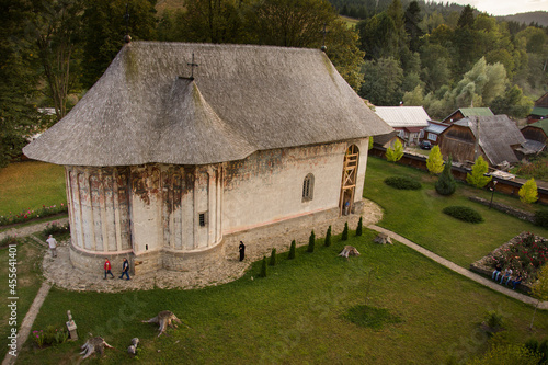 Gura Humorului,Romania - Moldavian medieval Monastery of Humor, up view of the church.2017 photo