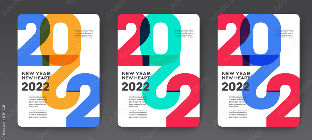 Design concept of 2022 Happy New Year set. Templates with typography logo 2022 for celebration, Colorful trendy backgrounds for branding, banner, cover, card, social media, poster, Vector EPS 10 Design concept of 2022 Happy New Year set. Templates with typography logo 2022 for celebration, Colorful trendy backgrounds for branding, banner, cover, card, social media, poster, Vector EPS 10