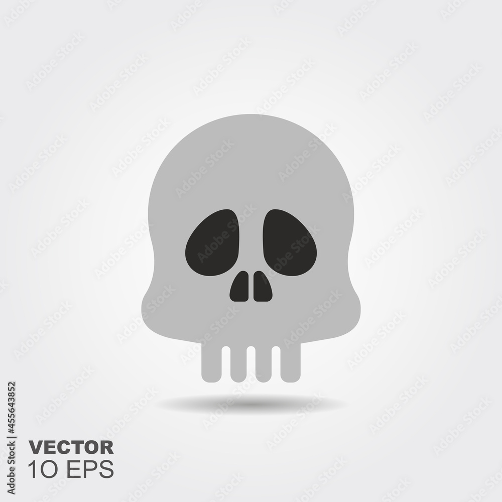 Stylized human skull. Flat silhouette icon with shadow Stylized human skull. Flat silhouette icon with shadow