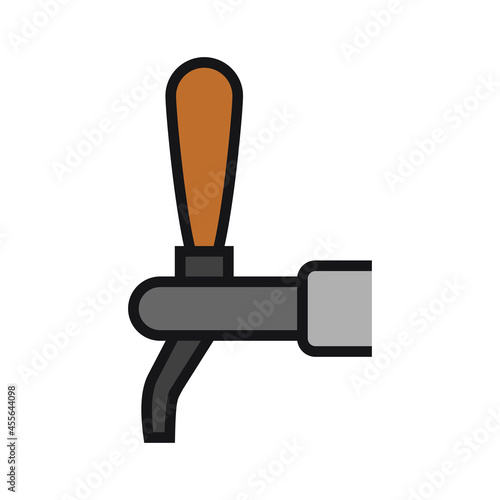 Tap for draught beer. Equipment for bars and pubs. The valve for beer. Vector illustration isolated on a white background for design and web.