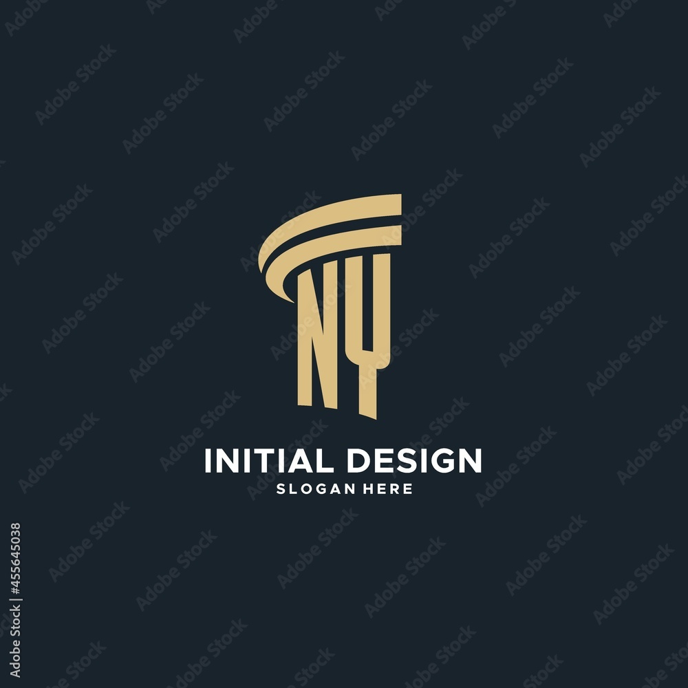 NY monogram with pillar icon design, luxury and modern legal logo ...