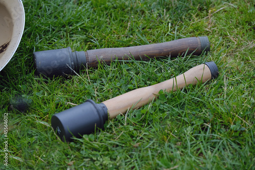 
The Stielhandgranate was a German hand grenade distinguished by its wooden handle. It was a standard grenade for the German Empire during World War I, and Nazi Germany's Wehrmacht during World War II photo